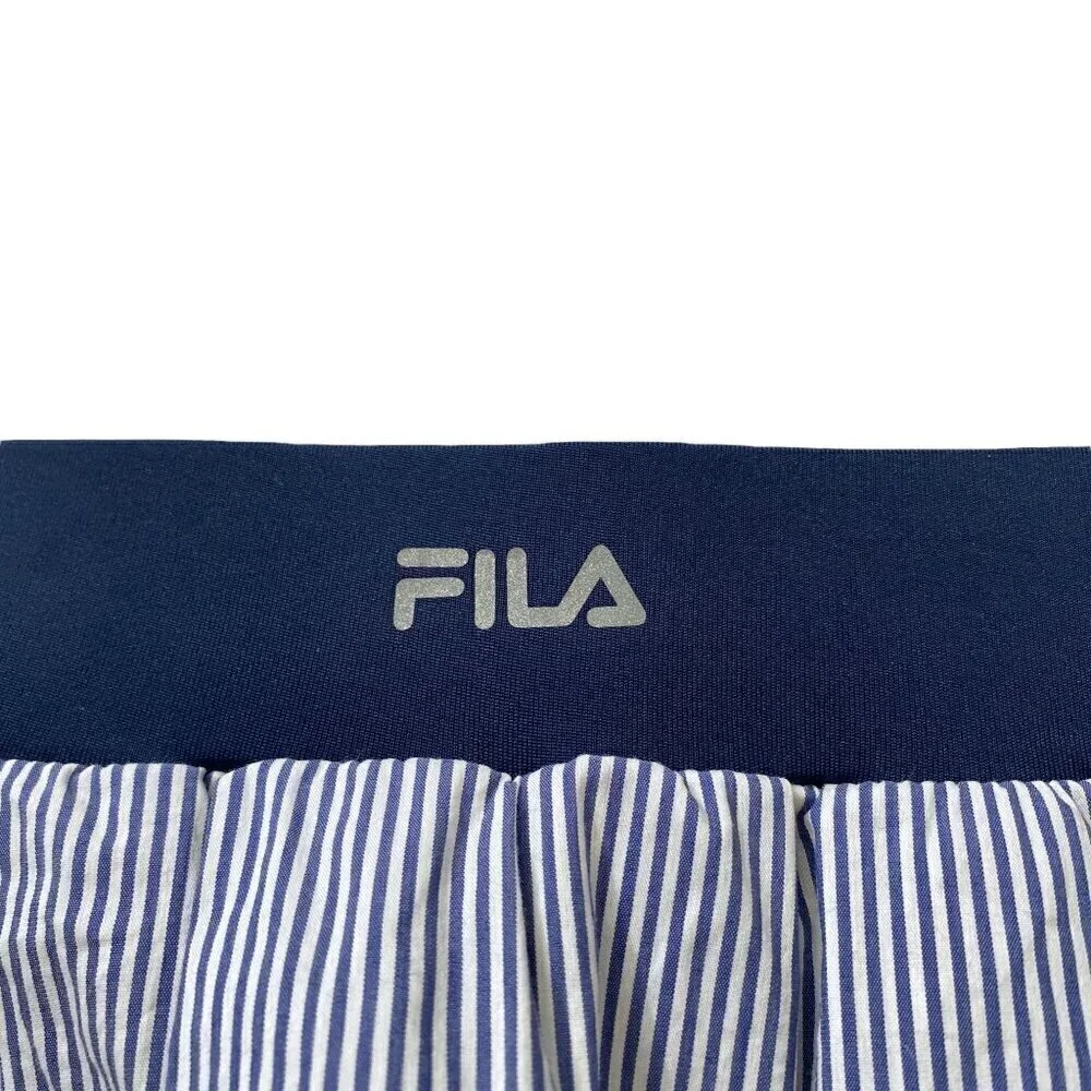 FILA Skort Tennis Skirt Large Preppy Blue Stripe Pickleball Sportswear Mini